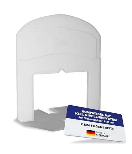 Karl Dahm Zuglaschen für 2 mm Fugen bei Fliesenstärke 12–20 mm, 100 Stück – für bis zu 5 m² Fliesenfläche – passend für Keil Nivelliersystem I Fliesen Verlegehilfe für Wand & Boden – 11093