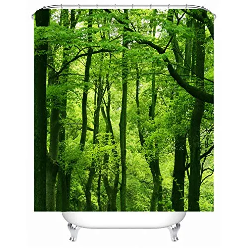 Xlabor Pflanzen Motiv Duschvorhang Wasserdicht Stoff Anti-Schimmel inkl. 12 Duschvorhangringe Waschbar Badewannevorhang 240x200cm Muster-E