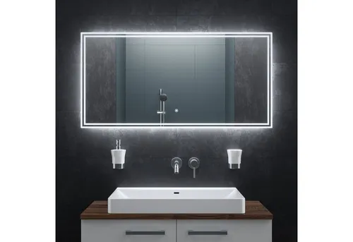 Bringer Badspiegel BRS107 mit Anti-Beschlag - Badezimmerspiegel 120 x 60 cm mit praktischer Speicherfunktion für individuelle Einstellungen und stets klare Sicht.