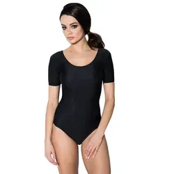 Aquarti Turnanzug Aquarti Damen Ballett Trikot Kurzarm Gymnastik Tanz-Body schwarz 40