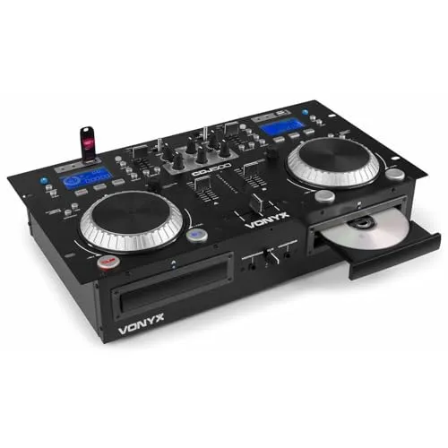 Vonyx CDJ500 Amplified Double Player | CD/MP3/USB/Bluetooth B-Ware - DJ-Controller mit 2 Decks, ideal für mobile DJs und Partys, bietet vielseitige Anschlussmöglichkeiten und Bluetooth-Konnektivität.
