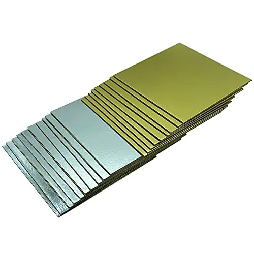 KITCHENDREAM Cake Board Set, Kuchenplatte, Eckig, Gold und Silber, 3 mm dicke Pappe, zum Servieren und Transportieren von Kuchen und Torten, auch für Party-Buffets, 10 Stk. 28x28cm