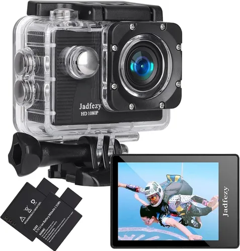 Jadfezy Action Cam FHD 1080P - Unterwasserkamera für Abenteuer - Actionkamera mit 1080P Videoqualität, wasserdicht bis 30M und zwei wiederaufladbaren Akkus für endlosen Spaß beim Wassersport.