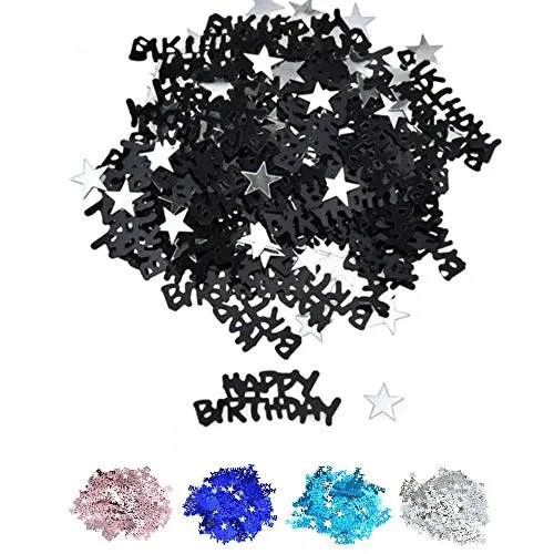 DIWULI Happy Birthday Konfetti Sterne Schwarz Tisch-Deko