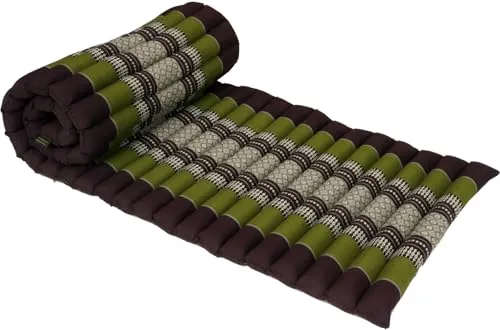 Rollbare Thaimatte mit Kapokfüllung - grün/braun 4*55*180 cm - Bettwarenzubehör: Fair gehandelte rollbare Thaimatte aus Kapok, ideal für entspannte Momente und stilvolle Akzente in jedem Raum.