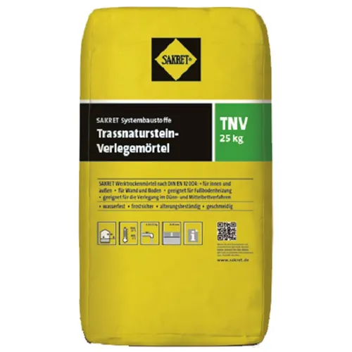 Sakret Trass-Natursteinverlegemörtel TNV 0-2mm Mittelgrau Trassmörtel 25 kg