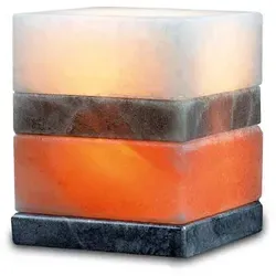 Beleuchteter Salzkristall KUBUS, Multicolor, ca. 5-6 kg, mit Marmorsockel