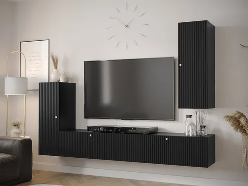 MIRJAN24 Wohnwand Waldi Slim I 1, (4er-Set, 2x Hängeschrank, 2x TV-Lowboard), Griffloses Öffnungssystem