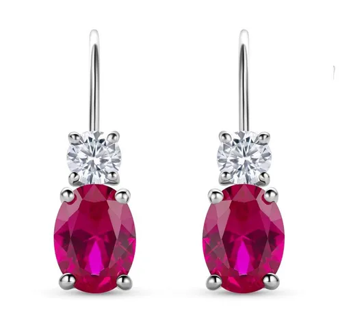 Miore Paar Ohrhänger SAS011E - 925 Sterling Silber mit Rubinen 2 Kt & Zirkonia 0.9 Kt, Ohrringe für Damen in Echtsilber