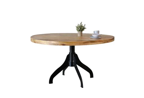 baario Esstisch Esstisch SELCE rund 100cm, Style edles Massivholz & Eisen rustikal 100 120 140cm