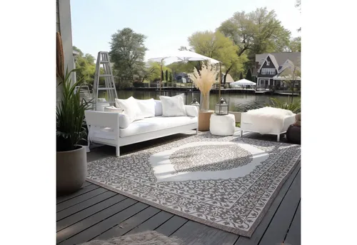 ELLE DECORATION Teppich Meekly Wendeteppich - Flachgewebe-Teppich, beidseitig nutzbar und ideal für In- & Outdoor, pflegeleicht und modern mit Ornamenten, perfekte Ergänzung für Balkon und Wohnzimmer.