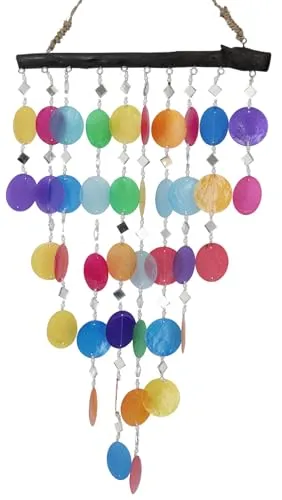 GURU SHOP Muschel Mobile, Ethno Windspiel, Sonnenfänger - Bunt, 60x30x2 cm