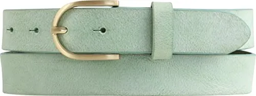 BELTINGER Damen-Gürtel aus weichem Vollrindleder Vintage-Look 3 cm | Leder-Gürtel für Damen 30mm | Schmaler Gürtel Used-Look mit goldener Gürtelschnalle | Mintgrün 95cm