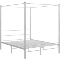 vidaXL Himmelbett Weiß Metall 160x200 cm - Elegantes Metallbett mit robustem Rahmen, ideal zum Aufhängen von Vorhängen oder Moskitonetzen. Schaffen Sie eine charmante Schlafumgebung und genießen Sie höchsten Komfort.