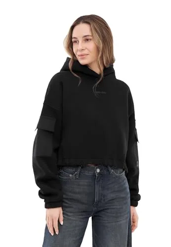 Johnny Urban Cropped Hoodie - Carly für Damen & Herren in Schwarz - Kapuzenpullover in modernem cropped Design mit Oversized Fit, aus 70% OEKO-TEX Baumwolle für höchsten Tragekomfort und langlebige Qualität.