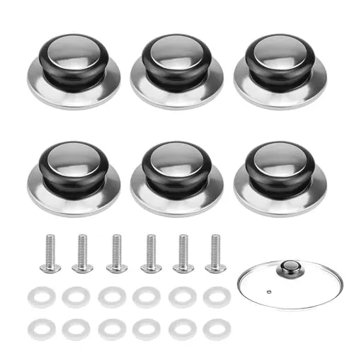 ZJRung 6 Stück Topfdeckelknopf Edelstahl Ersatz Topfdeckel Ersatzgriff Universal Hitzebeständiger Topfdeckelgriffe mit Schrauben für Topfdeckel Ersatzknöpfe Kasserolle