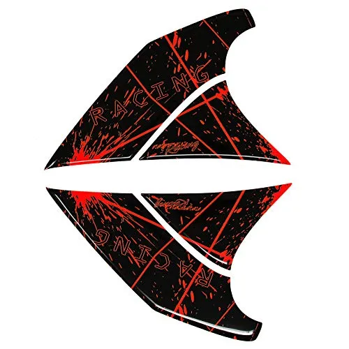 Kniepad Gel Neon seitlich Motorrad 3D Universal Tankaufkleber Tankschutz Lackschutz Aufkleber Pad MR005 (Neon Rot)