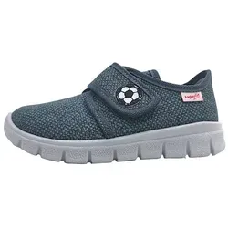 Superfit Bobby grau/schwarz (2000) 34 - Vegane Hausschuhe für Kinder - Hausschuhe für aktive Kinder, 100% vegan und aus strapazierfähiger Baumwolle mit cooler Fußballapplikation. Ideal für Freizeit und Camping, mit rutschhemmender TPU-Sohle für Flexibilität.