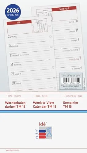 rido/idé Wochen-Ersatzkalendarium Mod. TM 15 2026 | 87×153 mm
