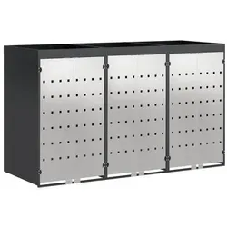 vidaXL Wagenmüllbehälter für 3 Behälter - Grau, Stahl - Praktische Mülltonnenverkleidung für 3 Abfallbehälter, wetterfest und erweiterbar. Stylisches Design für jeden Garten, hält deinen Außenbereich ordentlich und ansprechend.