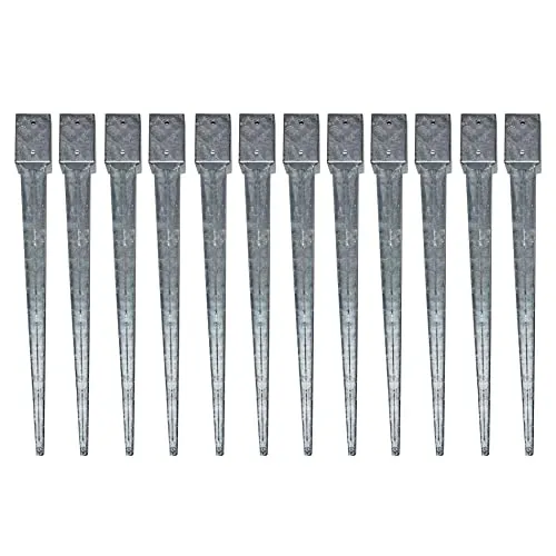 ESTEXO 12 Einschlaghülsen für Zaunpfosten 91x91x900 mm - Zaunpfosten-Zubehör aus feuerverzinktem Stahl, ideal für schnelle und stabile Fixierung von Gartenzaun, Carports oder Sichtschutz – ganz ohne Einbetonieren.