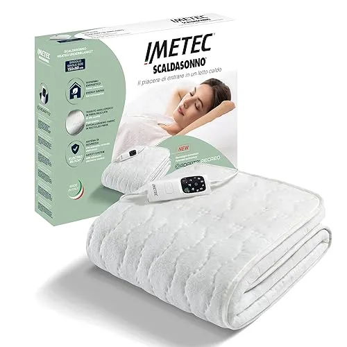 Imetec Adapto Recreo | Wärmeunterbett 150 x 80 cm, Schnellheizung, Konstante und individuelle Temperatur, Hypoallergenes, gestepptes, waschbares Gewebe, Made in Italy, Steuerung mit 6 Temperaturen