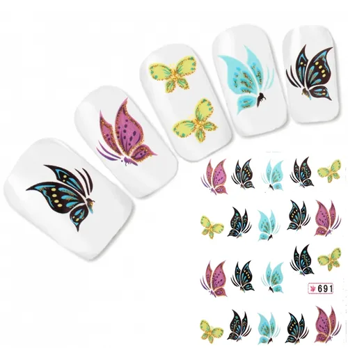 Tattoo Nail Art Aufkleber Schmetterling Glitzer Butterfly Nagel Sticker Neu!