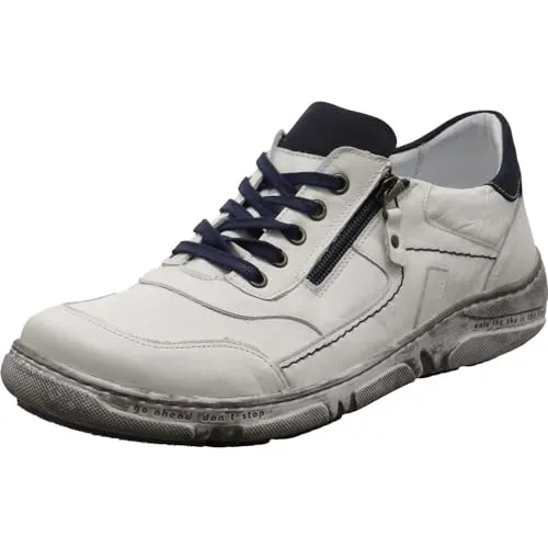 Krisbut Adult weiß Gr. 43 - Herren-Schnürhalbschuhe aus weißem PU und Echtleder mit praktischem Reißverschluss für einfachen Einstieg und hohen Tragekomfort.