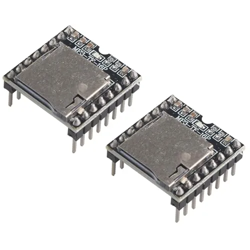 HALJIA DF-Player Mini MP3-Player Modul, direkter Anschluss an Lautsprecher, unterstützt TF-Karte, U-Disk IO/Serial Port/AD DIY Kit kompatibel mit Arduino Raspberry Pi schwarz