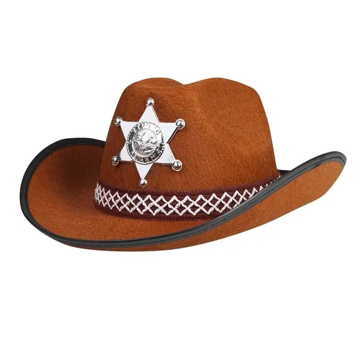 Cowboyhut Sheriff Kinder braun Cowboy Cowgirl Hut Karneval Kostüm Verkleidung