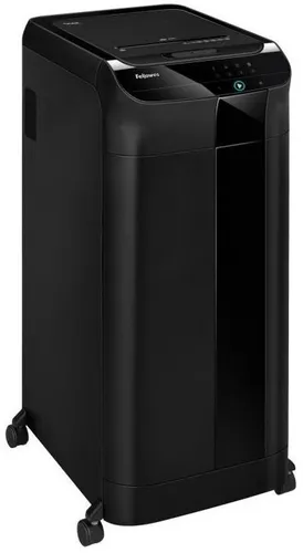 Fellowes Aktenvernichter AutoMax 550C - Aktenvernichter für Großraumbüros, schreddert bis zu 550 Blatt vollautomatisch mit Partikelschnitt (P4) und bietet einen 83 Liter Abfallbehälter für effiziente Nutzung.