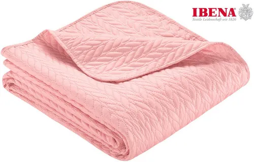 Ibena Nancy Tagesdecke 140x210 cm - Rosa Zopfmuster - Tagesdecken aus 100% Polyester, maschinenwaschbar und mit Ökotex-Zertifikat. Ideal für Betten bis 100x200 cm, sorgt für eine wohnliche Atmosphäre und vielseitige Einsatzmöglichkeiten.