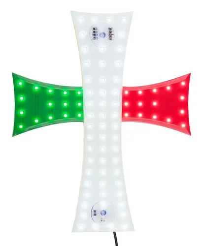 All Ride Dekofigur LKW LED-Kreuz, italienische Nationalfarben (Anschlusskabel mit USB-A-Stecker, LED Kreuz mit 84 weißen LEDs auf grün-weiß-rot), LKW Innenbeleuchtung