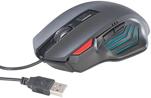 Mod-it Gamingmouse: Optische Gaming-Maus GA-824, 2.400 DPI, 6 Tasten, blaues Licht (USB Maus, Gamer Maus, optisches Kabel)