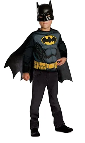 Rubies DC offizielles Batman-Kostüm für Kinder - Kostüm für Kinder 5-8 Jahre, bequem und ideal für Halloween oder Karneval, mit langem Oberteil, Umhang und Maske für ein authentisches Batman-Erlebnis.