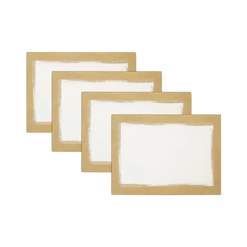 Villeroy & Boch Metallic Brushstroke Platzset, 4 Stück, elfenbeinfarben und goldfarben