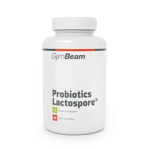 GymBeam Lactospore Probiotika - Bacillus Coagulans, probiotische Bakterien & Präbiotika, 4 Mrd. Kulturen/Portion, Inulin, für optimale Verdauung & für Reisen, vegan & vegetarisch, 90 kaps