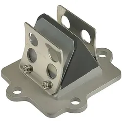 Membranblock Racing für Minarelli liegend, CPI, Keeway, 1E40QMB - Ansaugkrümmeradapter für Minarelli Motoren mit verbessertem Einlassquerschnitt und robusten Glasfaser-Membranen, die Motorschäden bei Bruch vermeiden.