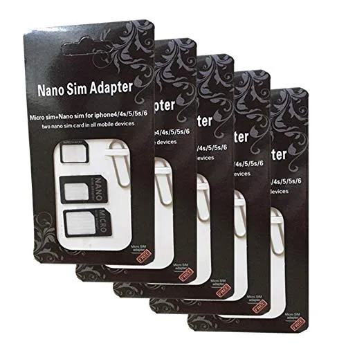 Stück Adapter Sim Card 4 in 1 Nano sim Micro sim Standard sim Sim cutter Adapter SIM-Karte Universaladapter 5