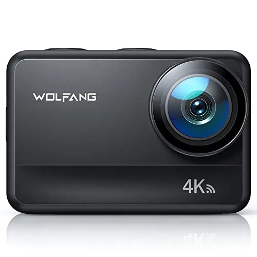 WOLFANG GA400 Action Cam – 4K 60FPS Unterwasserkamera mit WiFi - Actionkamera mit 8m Wasserdichtigkeit ohne Gehäuse, 3.0 EIS Bildstabilisator und Touchscreen, ideal für Unterwasseraufnahmen und Abenteuer.