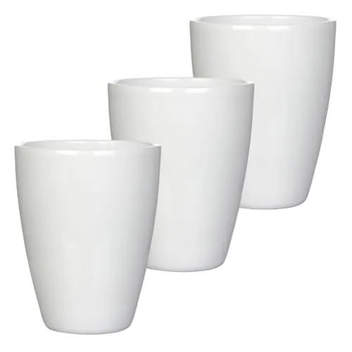 Orchideentopf aus Keramik Ø 13,5 cm x 17 cm hoch – mit Erhöhung für optimale Belüftung – Übertopf für Orchideen – 3 Farben – langlebig & stilvoll – Blumentopf für Innenbereich (3 x Weiß-Glanz) 3 x