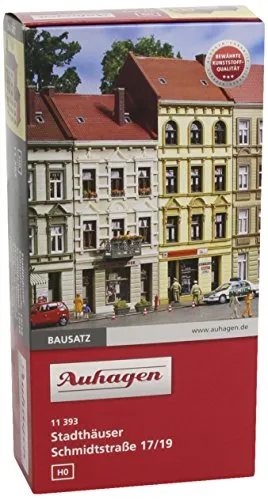 Auhagen H0 11393 Stadthaus Schmidtstr. 17/19 - Modellgebäude im Maßstab 1:87, detailgetreues Stadthaus für H0-Anlagen, ideal für die Gestaltung von urbanen Szenen in Ihrer Modellbahnlandschaft.