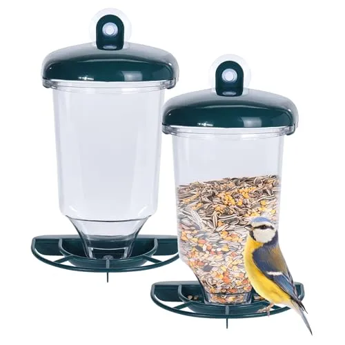 Fenster Futterhäuschen für Vögel - 2er Set mit Saugnäpfen - Futterstationen für Wildvögel, ideal für den direkten Blick auf die gefiederten Besucher, mit starken Saugnäpfen zur einfachen Befestigung an Fensterscheiben.