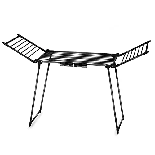 Massido Wäscheständer Ausziehbar Platzsparend Wäscheflügeltrockner Wäschetrockner Ständer Stabiler Standtrockner Mit Rutschfesten Füßen Trockenfläche 19 M Debora Schwarz 174 x 61 x 108 cm