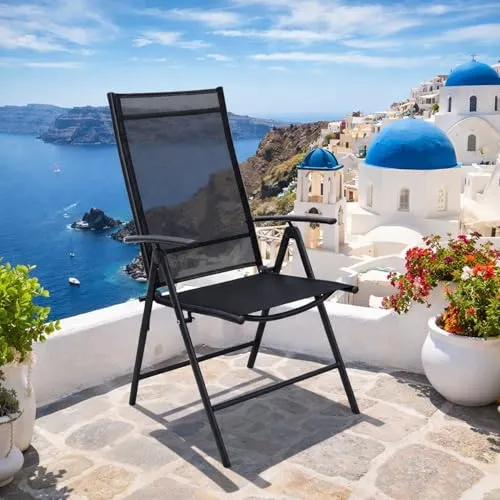 Hochlehner Anthrazit/Schwarz - 7-fach verstellbar - Stilvoller Garten-Klappstuhl mit 7-fach verstellbarer Rückenlehne für optimalen Komfort. Ideal für Garten, Terrasse oder Balkon – platzsparend und langlebig dank pulverbeschichtetem Metall.