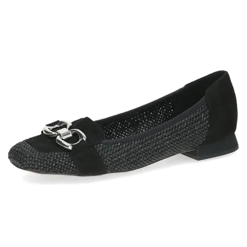 CAPRICE Damen Slipper mit Absatz, Schwarz (Black Comb), 36 - Stylische Damen Slipper mit 1.8 cm Trapezabsatz für sicheren Halt. Dank MEMOTION-Technologie bieten sie optimalen Komfort und ein schickes Design. Ideal für entspannte Schritte im Alltag.