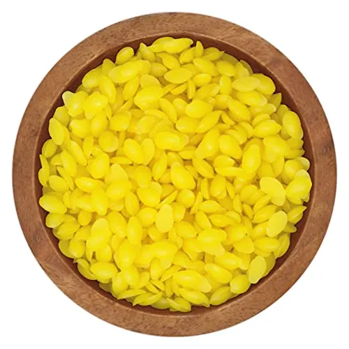 DistrEbution Bienenwachs Pastillen RAL gelb 5 kg - Hochwertiges Kerzenwachs für die eigene Herstellung, unverfälscht und in Pastillenform. Ideal für echte Bienenwachskerzen mit geringer Rußentwicklung und gleichmäßigem Abbrand.