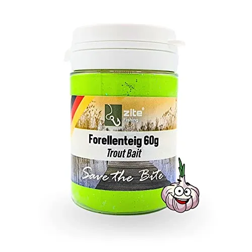 Zite Fishing Forellenteig mit Knoblauch-Aroma 60g – Fängige Forellenpaste als Forellenköder – Trout Bait Teigköder in knalligen UV-Neonfarben (Chartreuse)