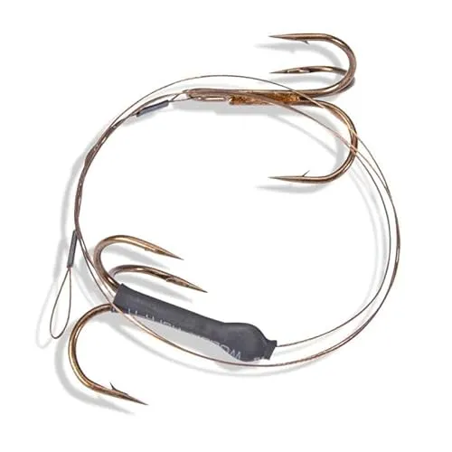 JENZI Stahl-Vorfach mit 2 Drillingen Größe 4, 50 cm, 9 Kg Tragkraft