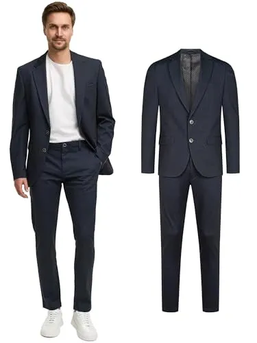 JEFF Herren JFLuke Set Anzug 2-teilig | Elastischer Regular Fit Anzug für Männer Herringbone Raven, Größe 54 - Hochwertiger 2-teiliges Anzug-Set für Herren mit perfekter Passform und elastischem Material. Vielseitig kombinierbar für jeden Anlass. Nachhaltige Verpackung sorgt für umweltbewussten Versand.
